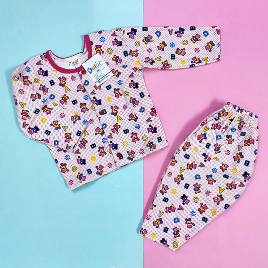 Cotswool Night Suit-Pink Alphabet