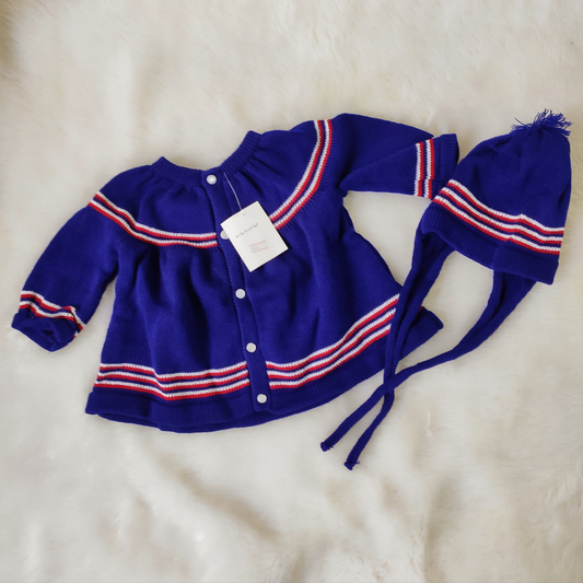 Front Open Frock Style Sweater - Navy Blue