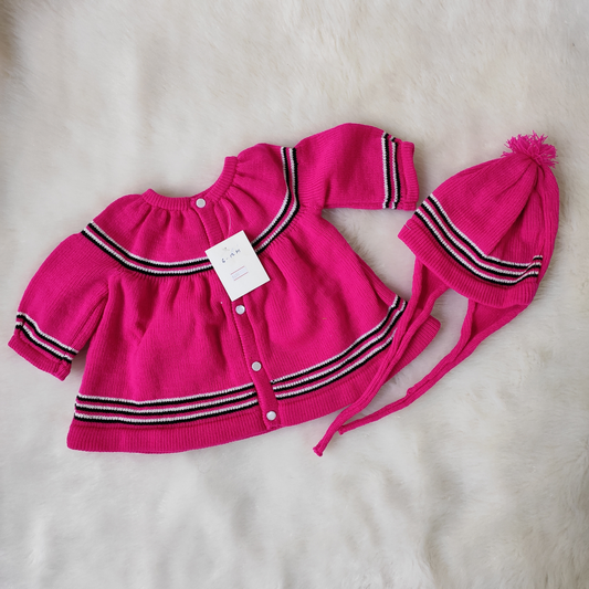 Front Open Frock Style Sweater - Magenta