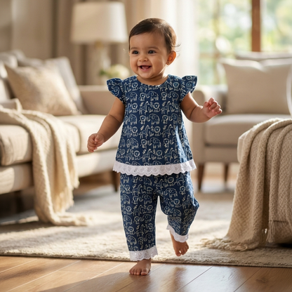 co ord set for Girls | Animal | Indigo