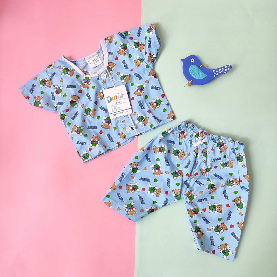 Cotton Night Suit - Blue Baby