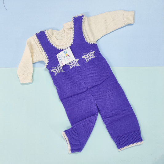 Woolen Romper - Lavender with Butterfly