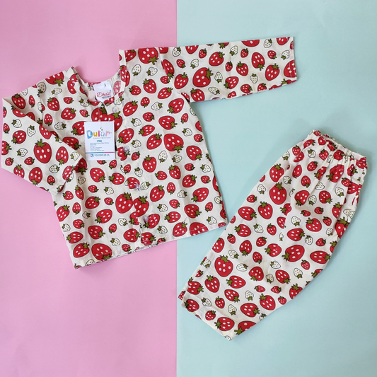Cotton Night Suit - Strawberry