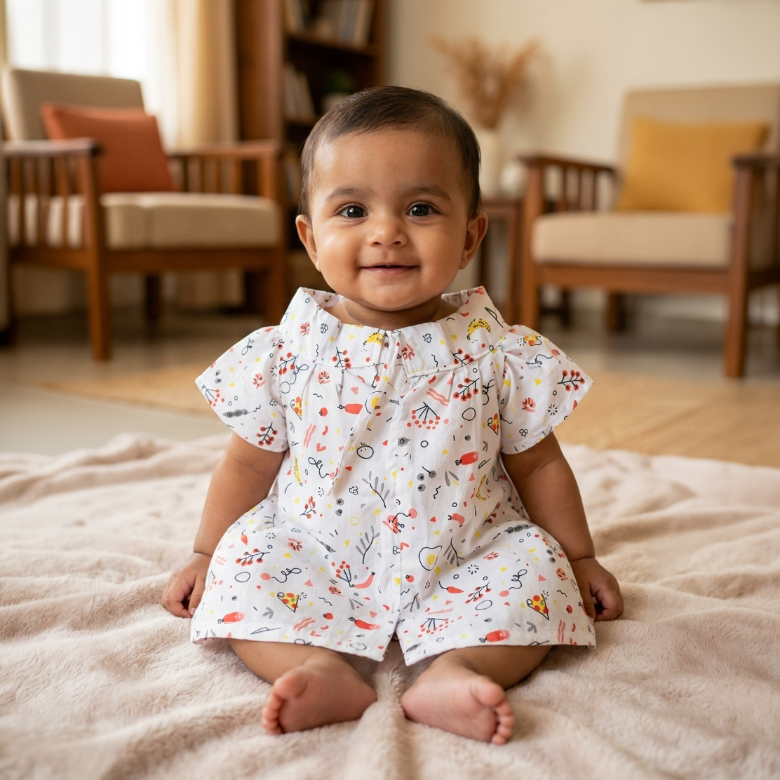 Cotton Tie Knot Jhabla |  Orange Food