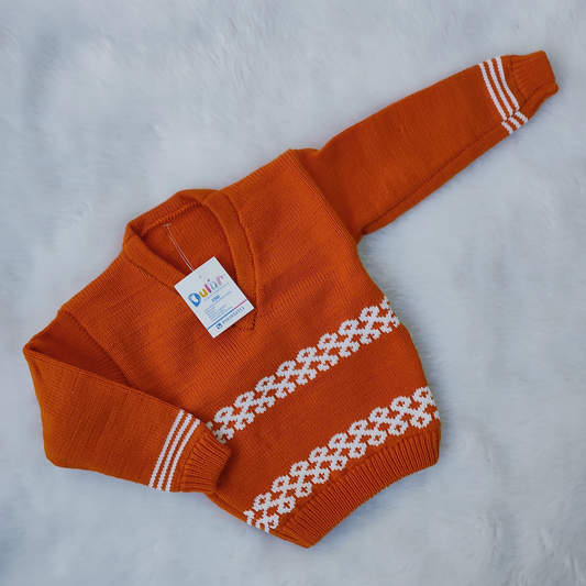 Looser Sweater - Dark Orange with White Design