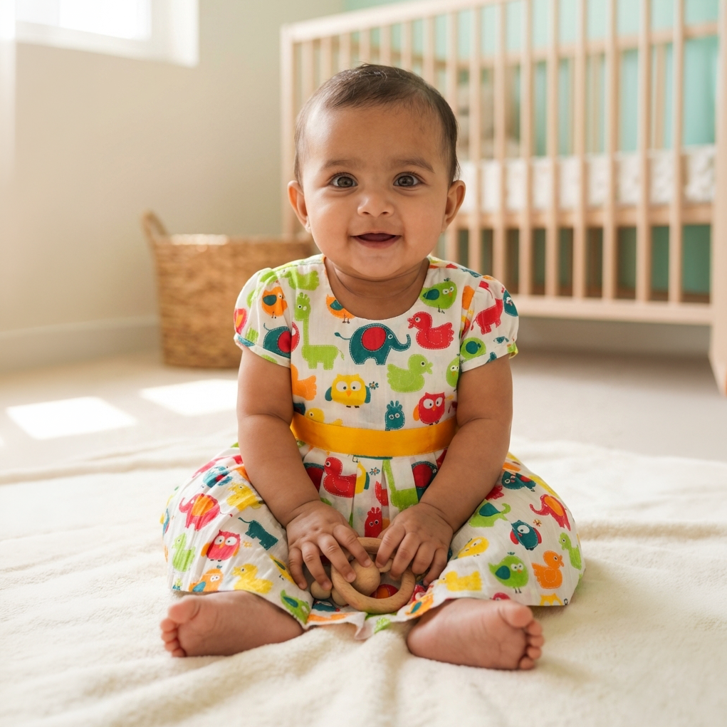 Cotton Printed Baby Girl Dress |Multibird