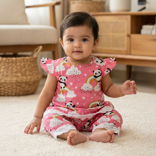 co ord set for Girls | Panda | Pink