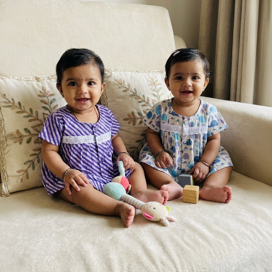 Baby Girl Jhabla | Assorted 3 | Pack of 2