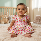 Cotton Printed Baby Girl Dress |Pink| Peppa