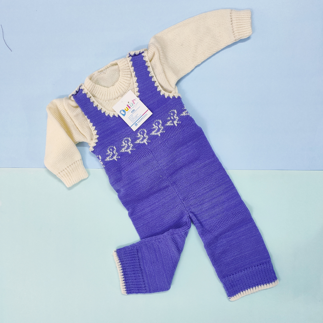 Woolen Romper - Lavender with Bird