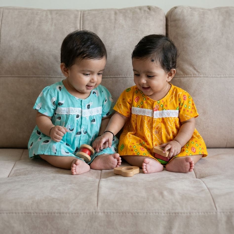 Baby Girl Jhabla | Assorted | Pack of 2