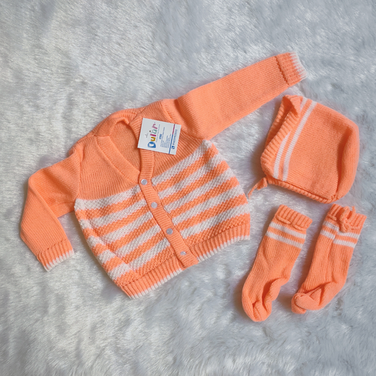 Tuck Sweater Set with Caps and Socks - Orange