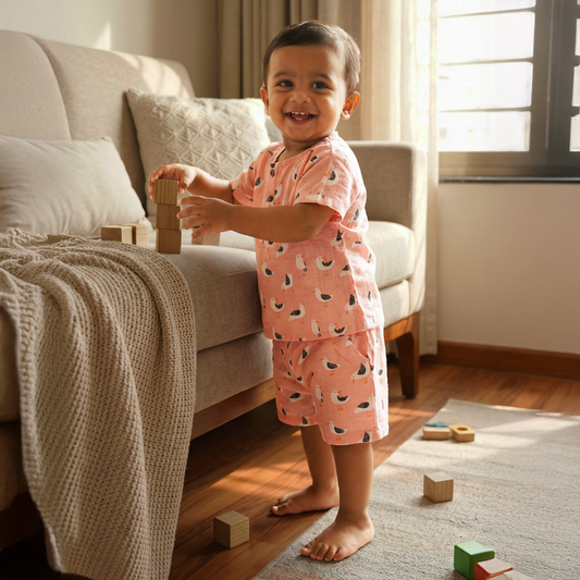 co ord set for kids | Peach | Sparrow