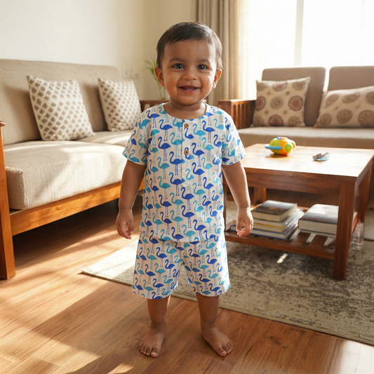 co ord set for kids | Blue | Flamingo
