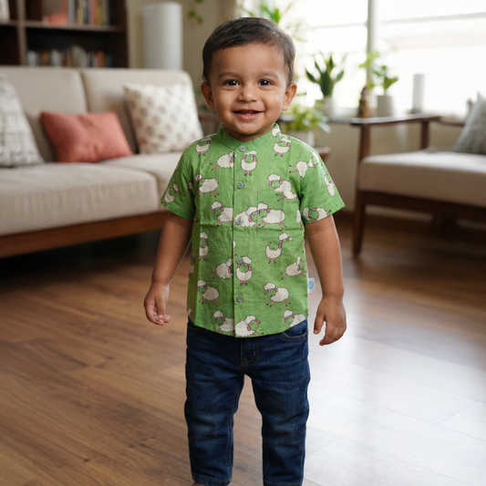 Cotton Shirt | Green Sheep
