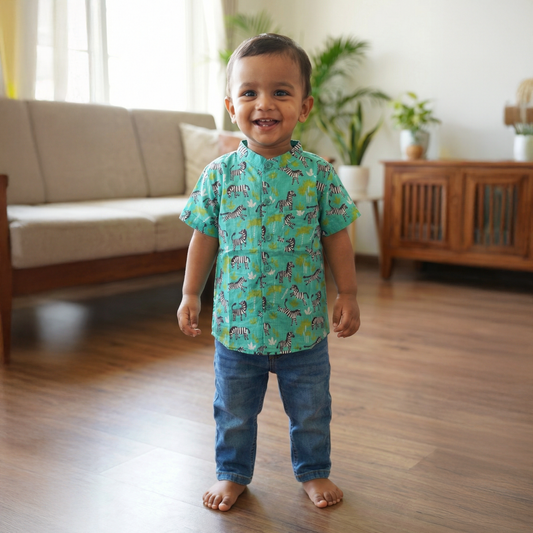 Cotton Shirt | Mint Zebra