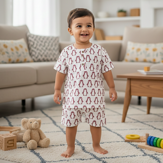 co ord set for kids | Wine | Penguine