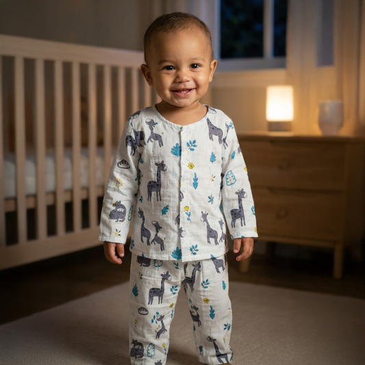 Cotton Night Suits for Kids |  Grey Giraffe