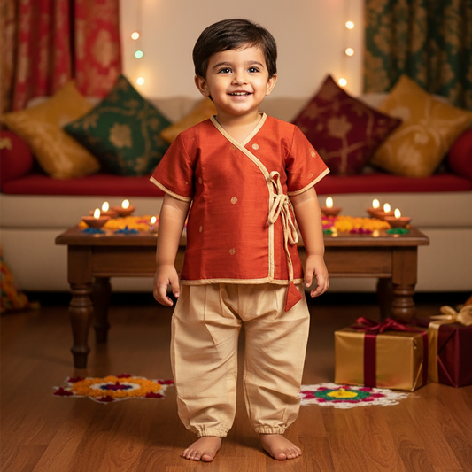 Ethnic wear Set for Boys | Zari Butti Red