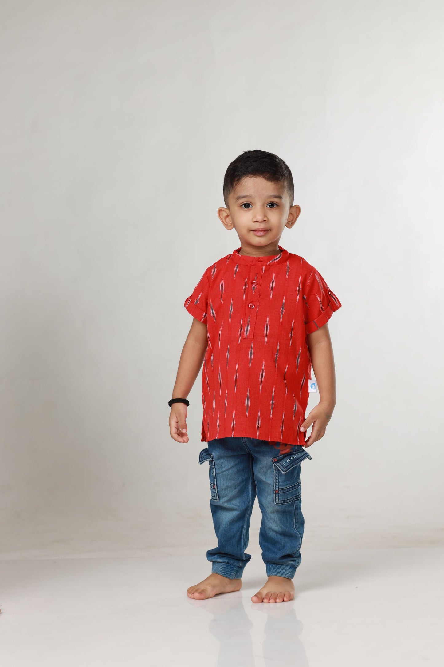 Ikkat Cotton Sibling Set - Red