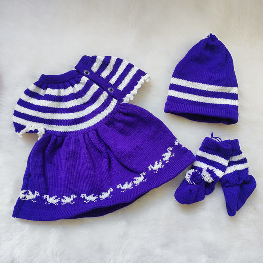 Designer Frock Style Sweater - Violet
