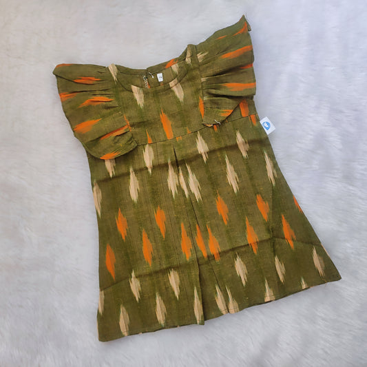 Cotton Frock - A line Olive Green