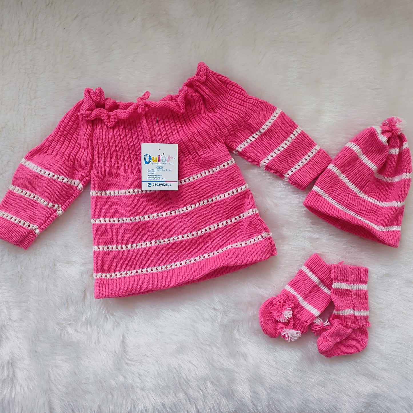 Knot Type Sweater set - Pink with Design