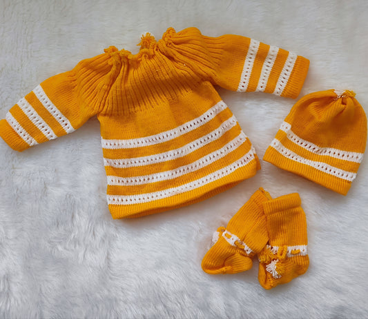 Knot-Type Sweater Set - Yellow