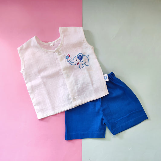 White Embroidery Set - Elephant