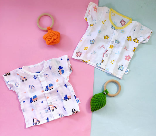 Muslin Jhabla - Car & Flower (Pack of 2)