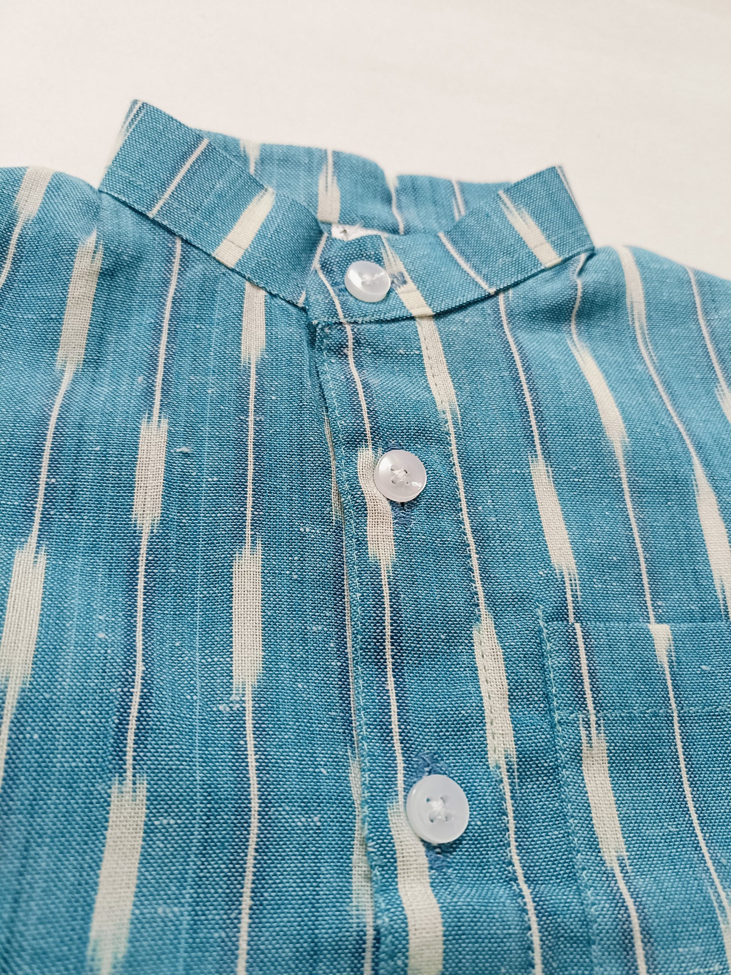 Handloom Ikkat Cotton Shirt | Sky Blue