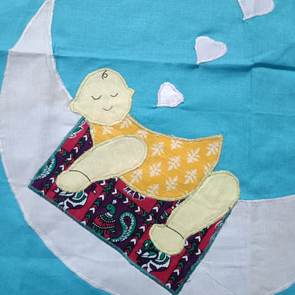 Patchwork Holding Sheet | Baby on moon