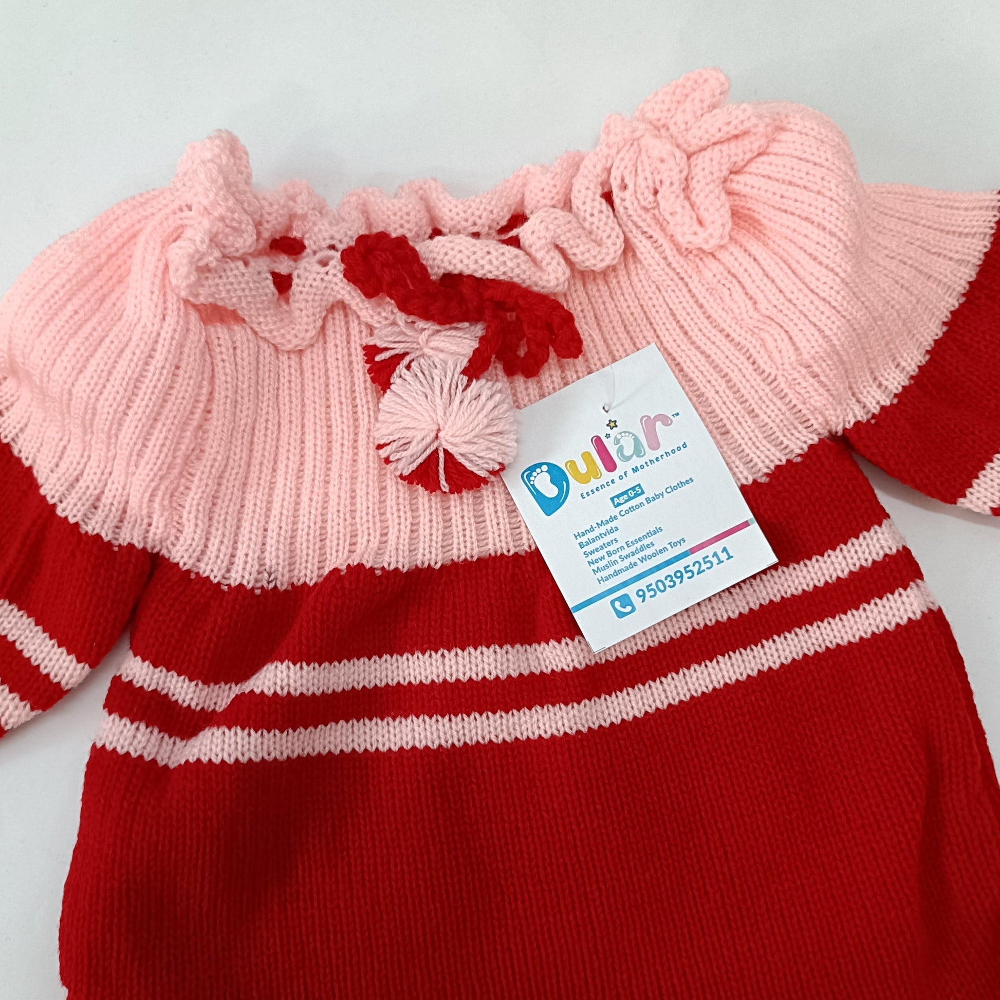 Baby Sweater Knot Type Red Pink - Main Image