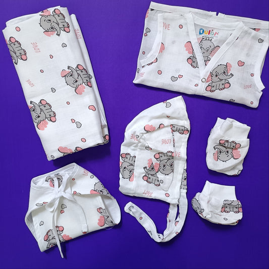 Muslin Kit | Elephant | Cap, Mittens & Socks