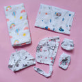 Newborn gift sets | Muslin | Assorted Rainbow | Cap, Mittens & Socks
