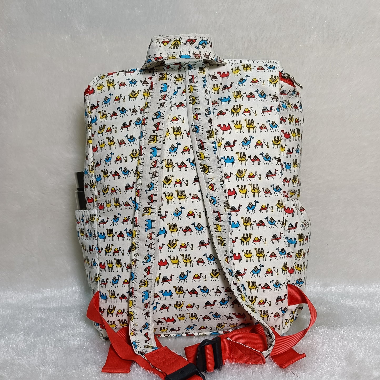 Diaper Bag | Blue Camel | Red Chain