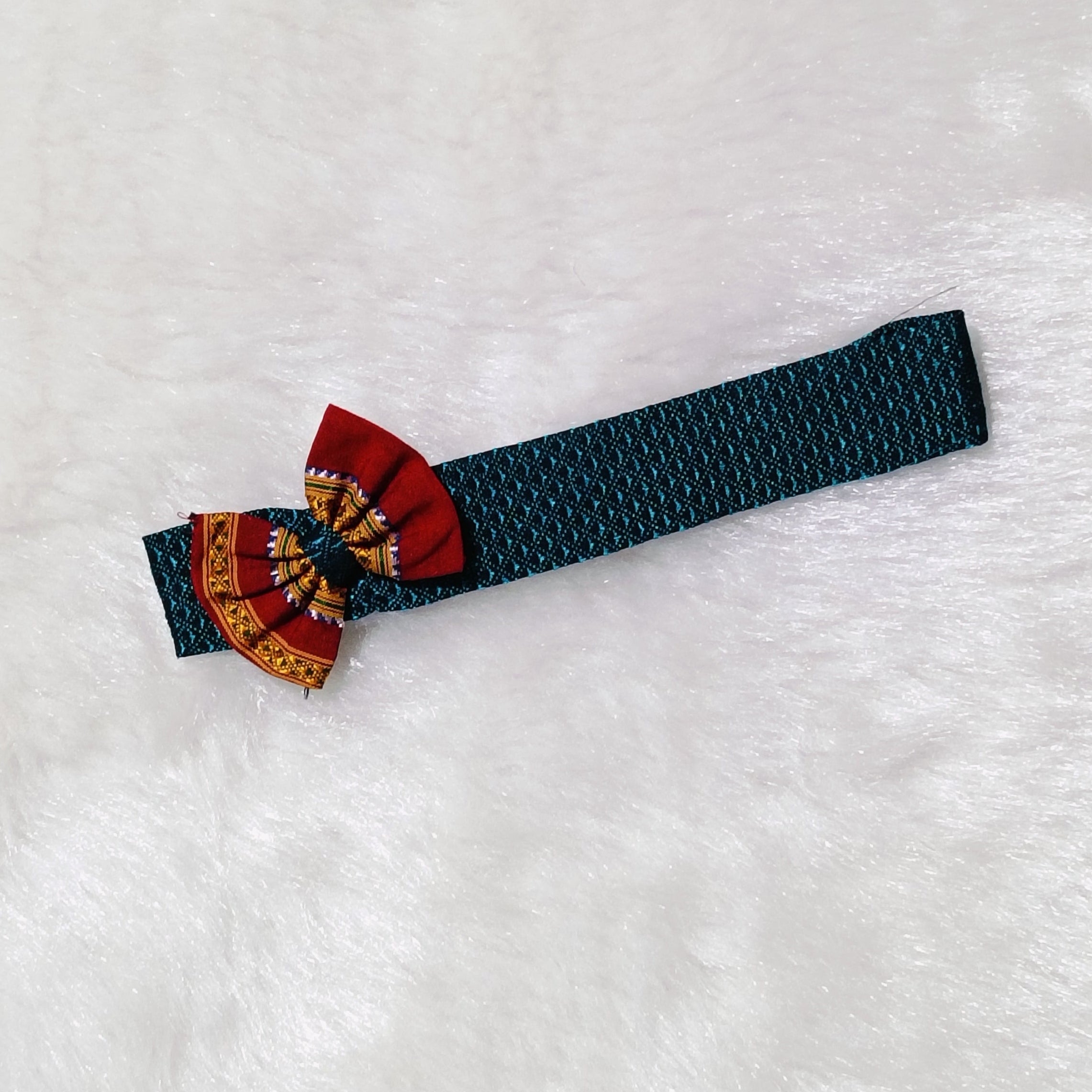 Khun Hair Band with contrast bow  - Peacock Green