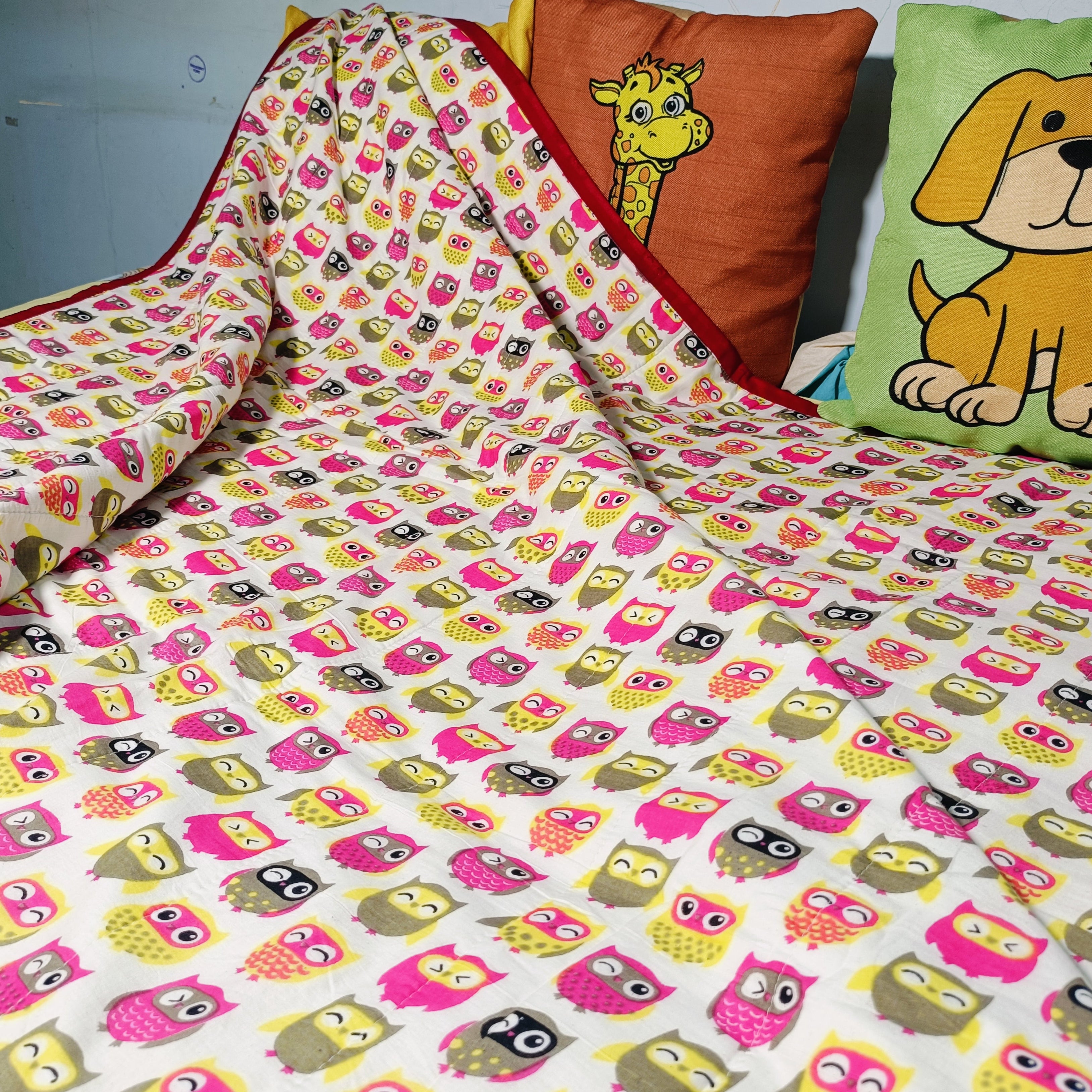Jaipur Cotton Blanket | Pink Owl