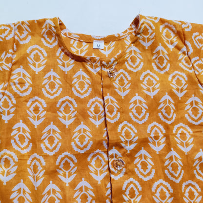 Cotton Front Open Jhabla | Mustard Flower
