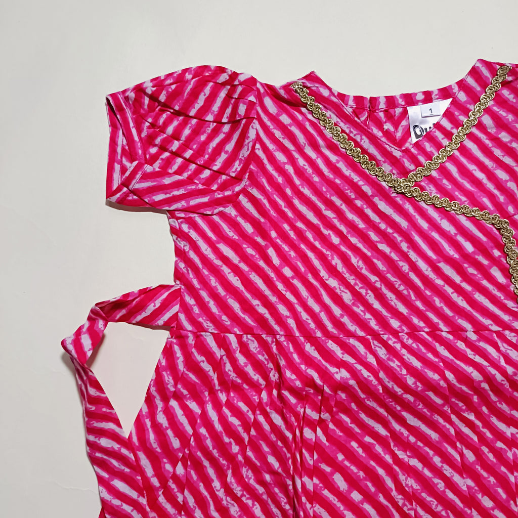 Cotton Printed Baby Girl Dress | Pink | Lehriya