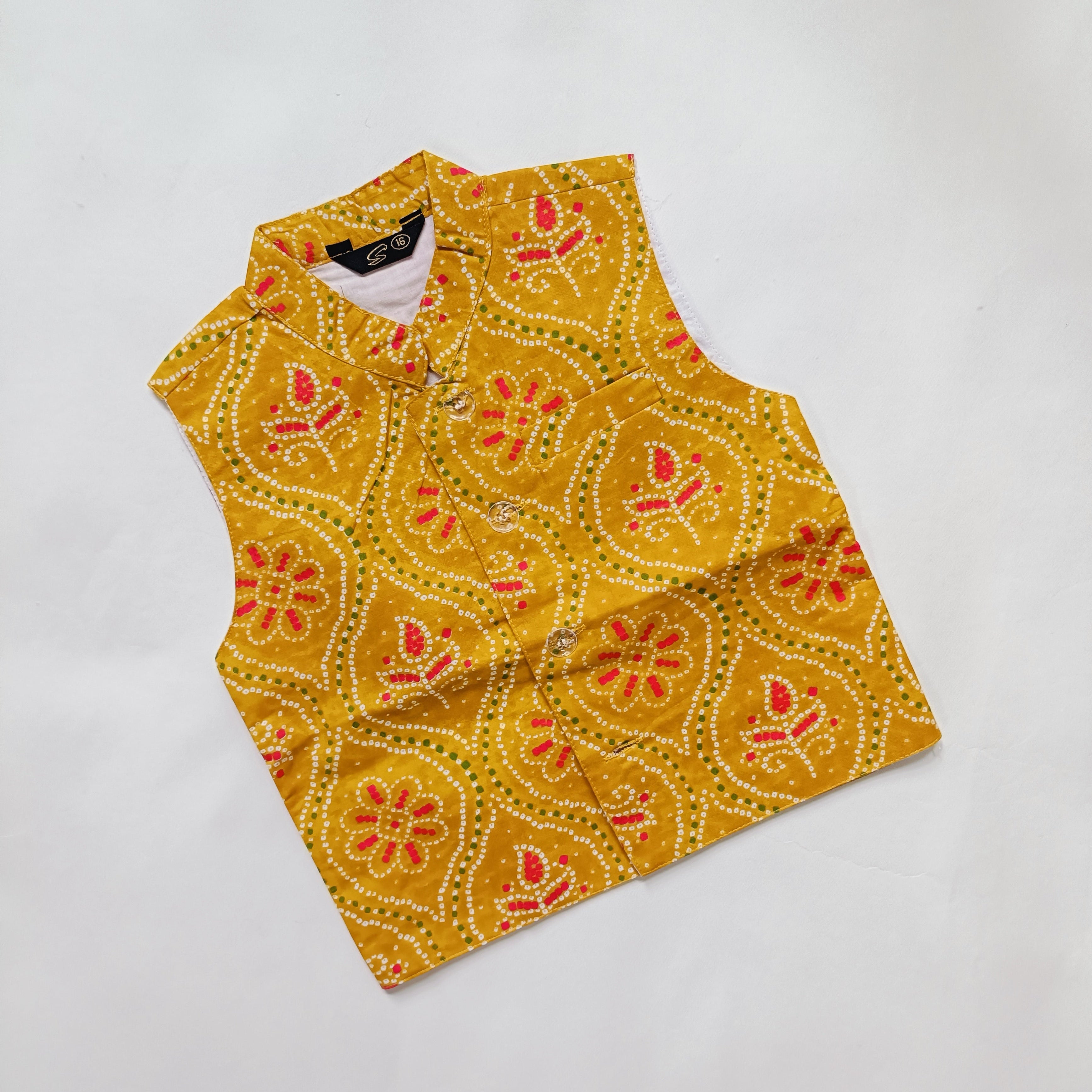 Kurta Pajama Set for Boys | Mustard Bandhani