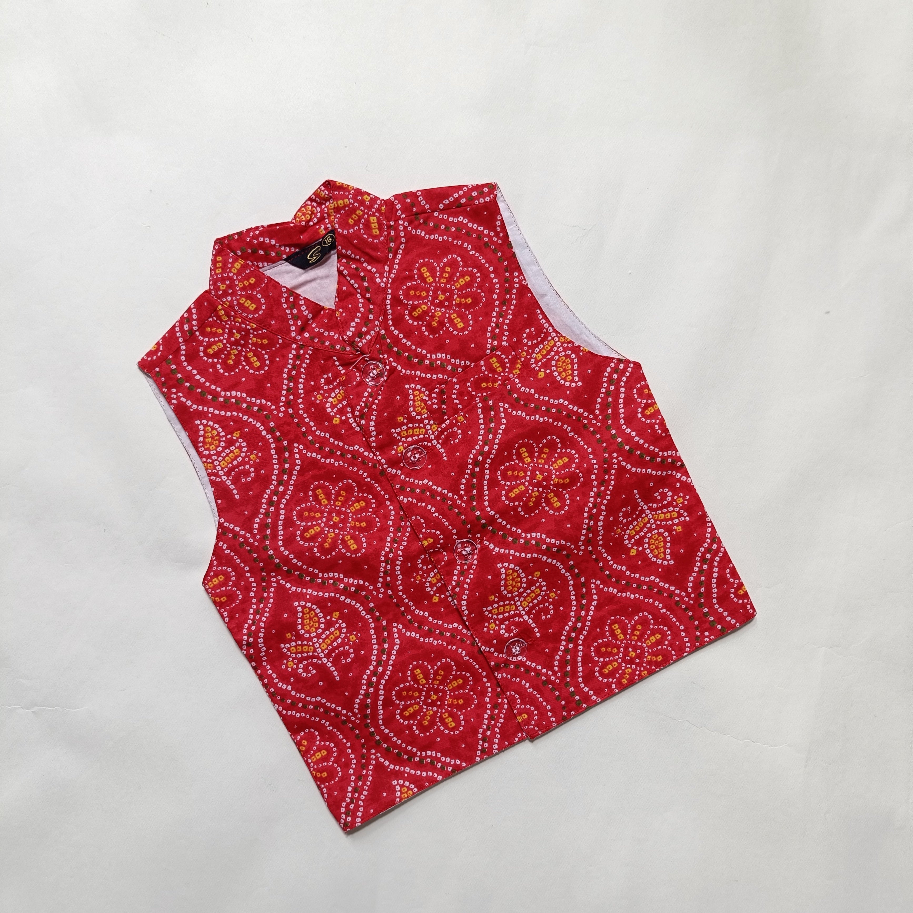 Kurta Pajama Set for Boys | Red Bandhani