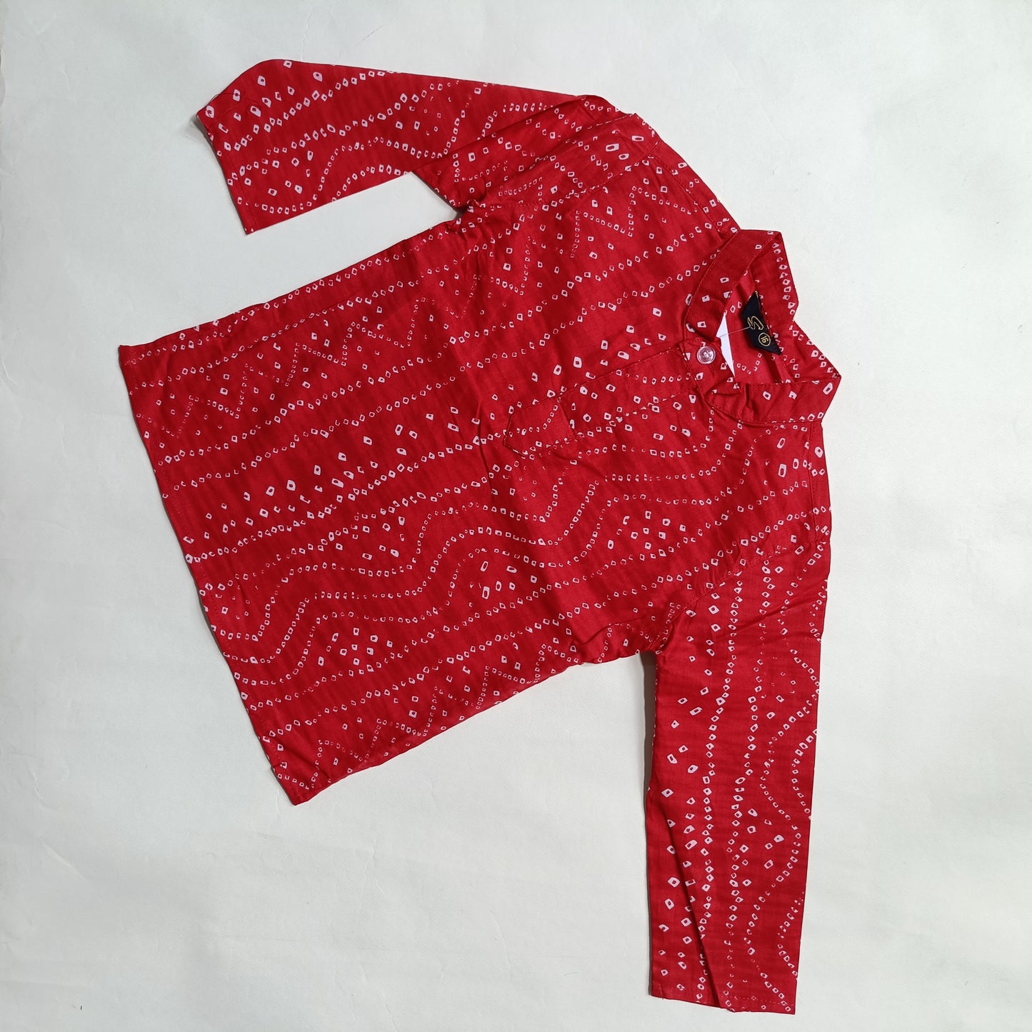 Kurta Pajama Set for Boys | Red Bandhani