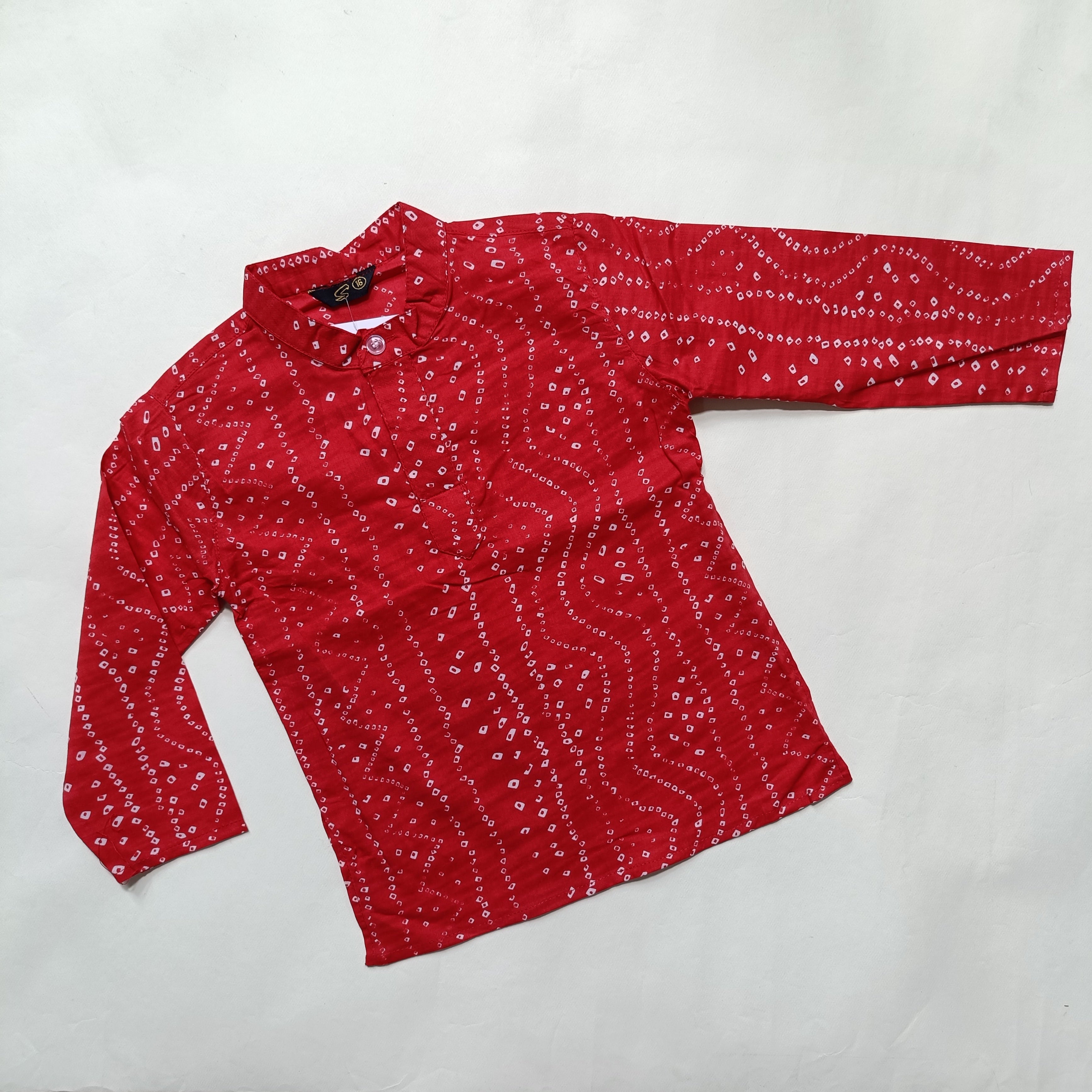 Kurta Pajama Set for Boys | Red Bandhani