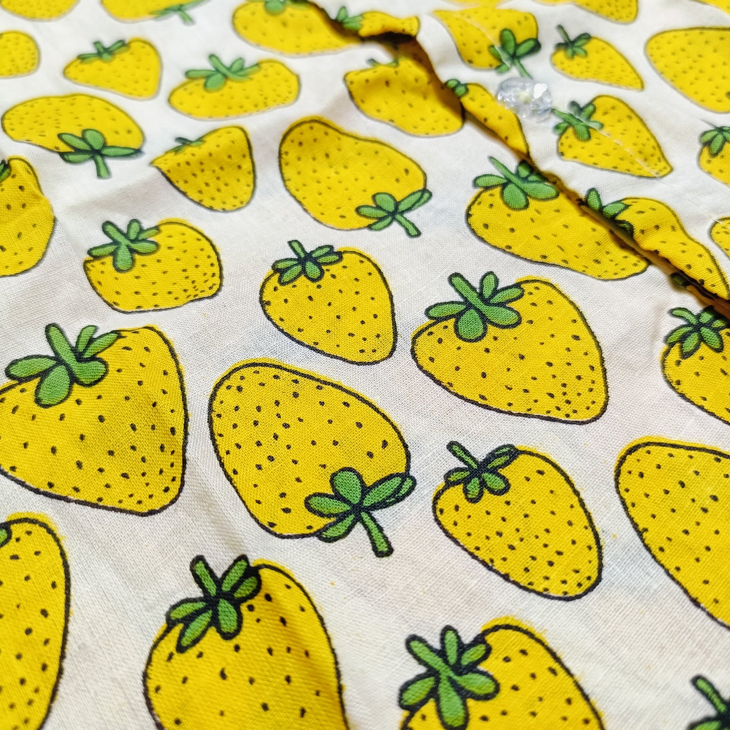Cotton Front Open Jhabla | Yellow Strawberry