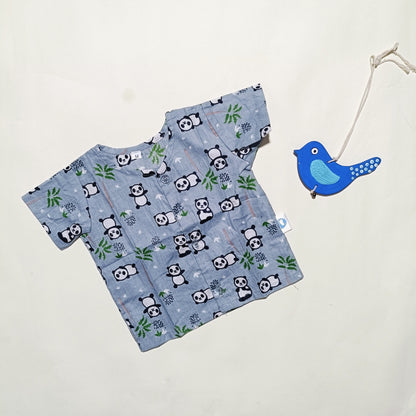 Cotton Front Open Jhabla | Grey Panda