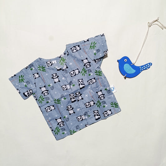 Cotton Front Open Jhabla | Grey Panda