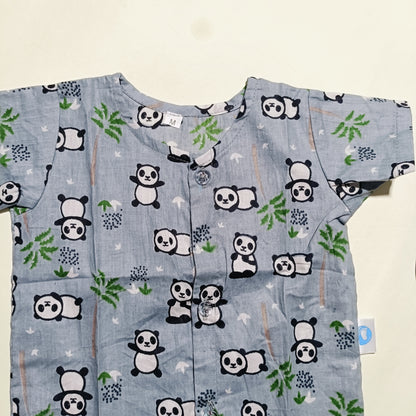 Cotton Front Open Jhabla | Grey Panda