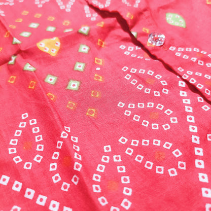 Cotton Front Open Jhabla | Red Bandhani