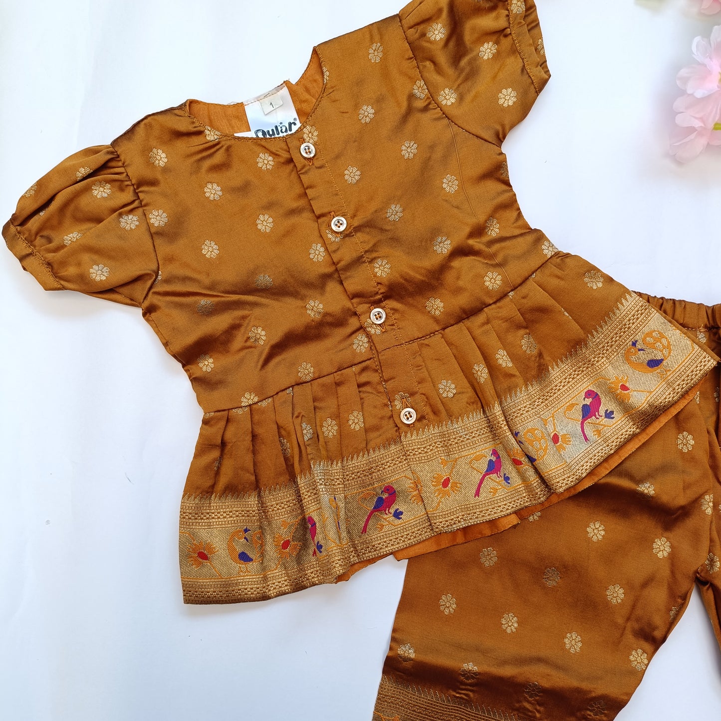 Paithani Co-Ord Set for Girls | Golden